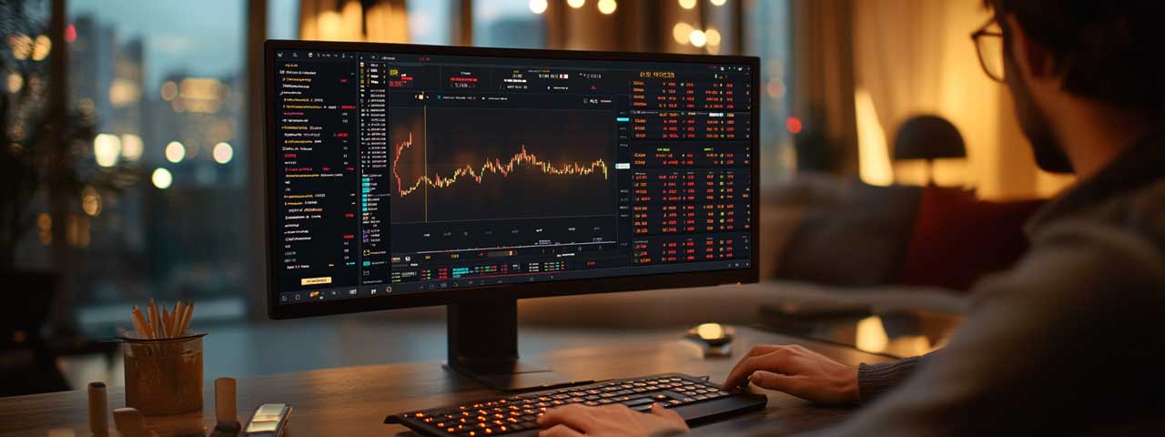 Computer screen showing market shifts