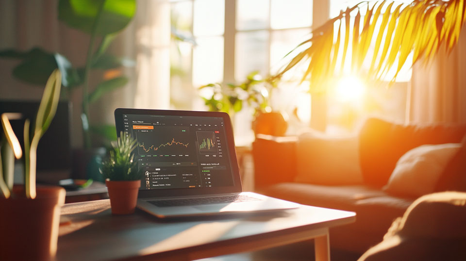 Financial strategy tools on laptop