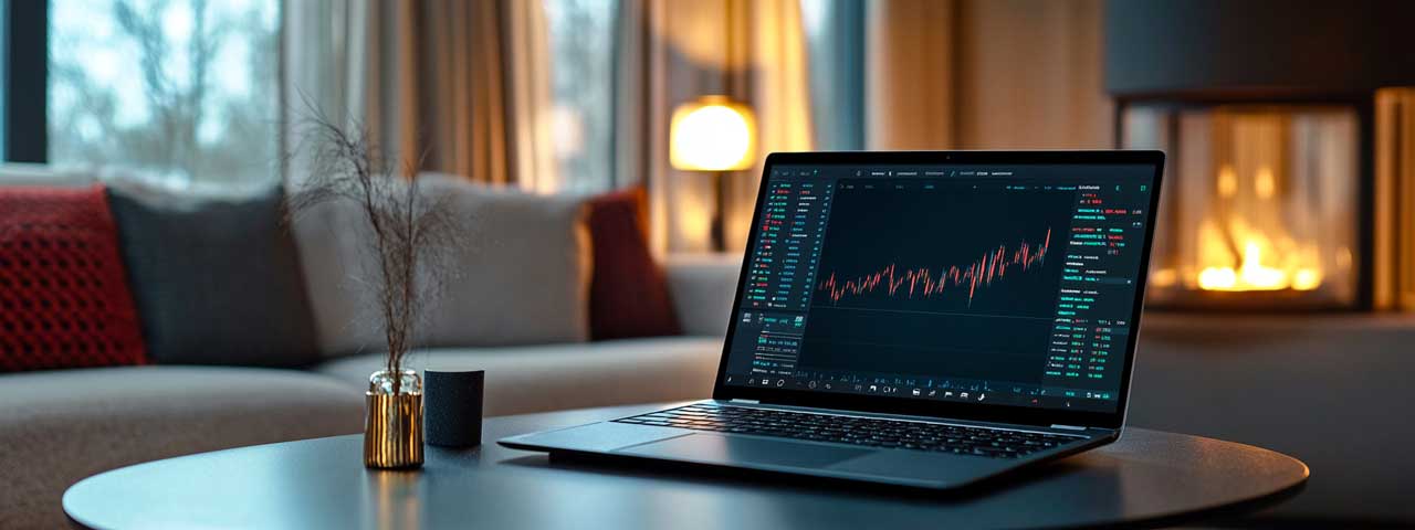 Laptop screen showing crypto features