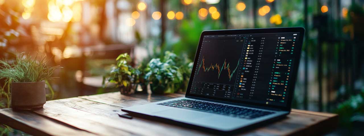 Laptop screen showing trading platform Laptop screen showing trading platform