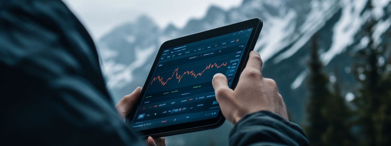 Tablet showing secure investment tools Tablet showing secure investment tools