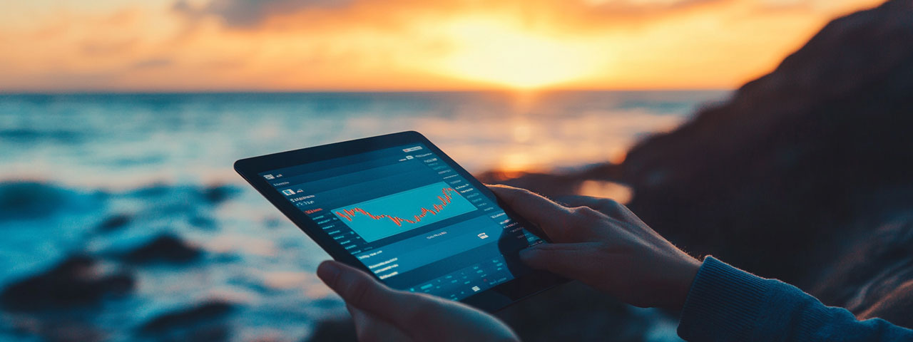 Tablet showing secure trading dashboard Tablet showing secure trading dashboard