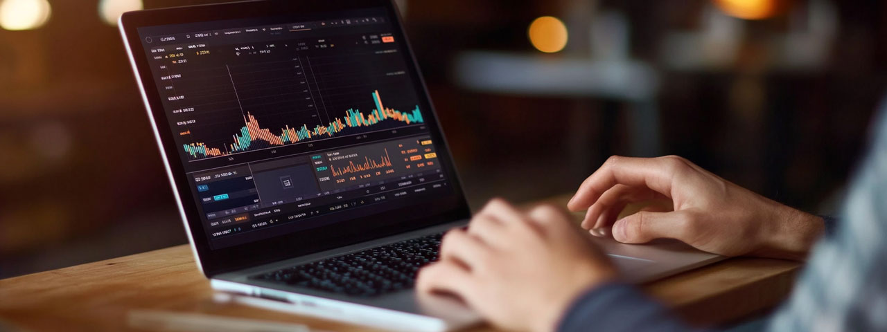 User reviewing trading regulations on laptop